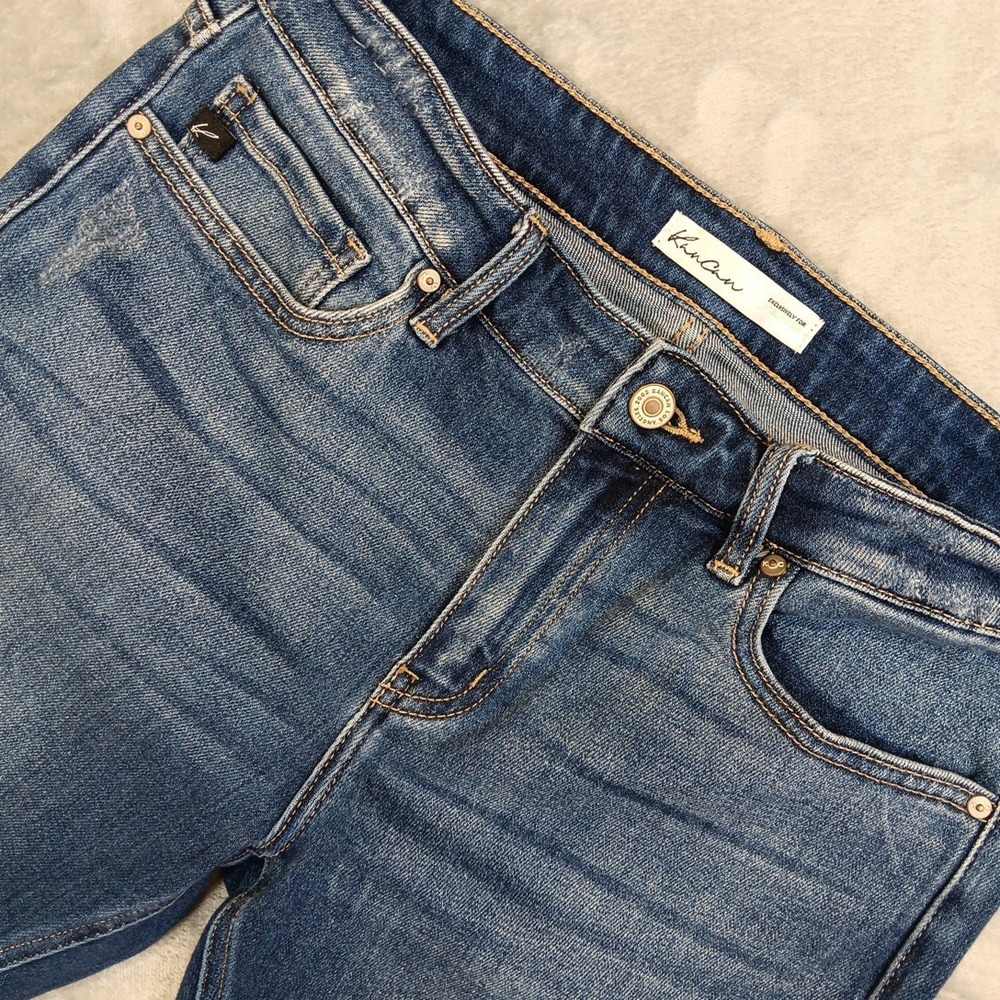 Kancan Womens Sz 29/30x27 High Rise Frayed Hem Ankle Stretch Jeans